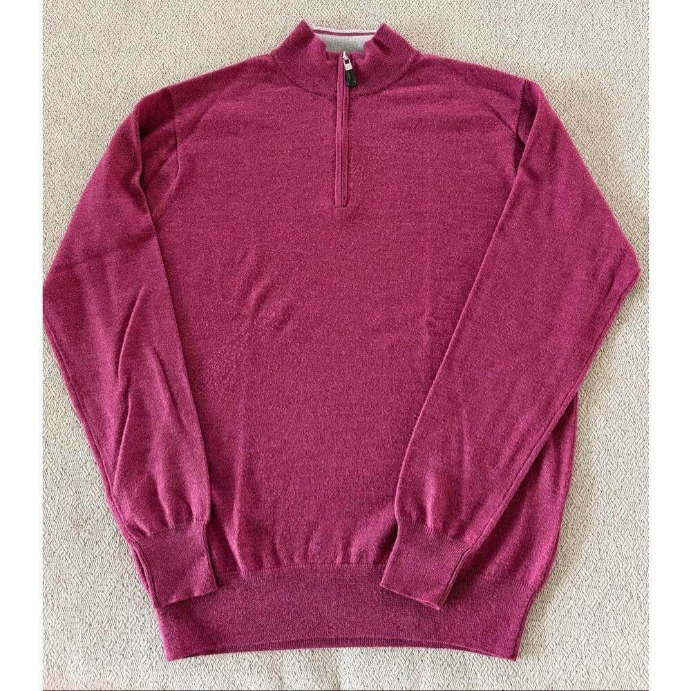 Peter Millar Merino Wool Silk 1/4 Zip Sweater Men's Medium Purple Magenta